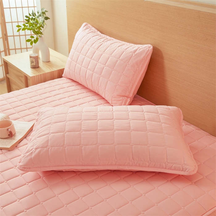 91家纺网 家纺一手货源 找家纺 魅图家纺 2025新款A类原棉防水夹棉床笠 浅玉