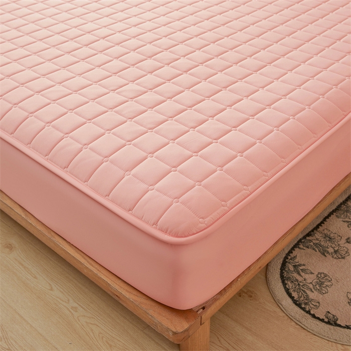 91家纺网 家纺一手货源 找家纺 魅图家纺 2025新款A类原棉防水夹棉床笠 浅玉