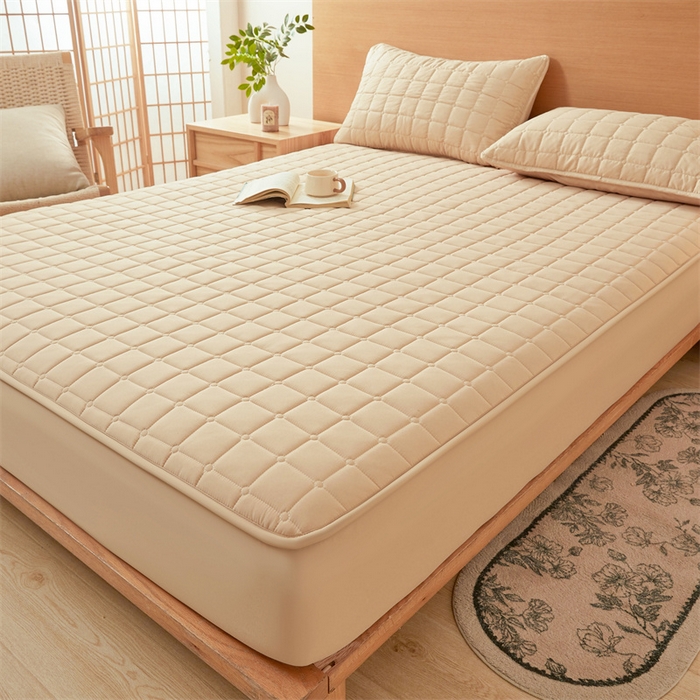 91家纺网 家纺一手货源 找家纺 魅图家纺 2025新款A类原棉防水夹棉床笠 流金