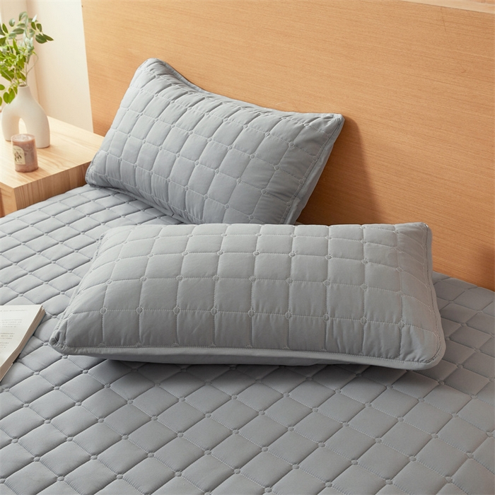 91家纺网 家纺一手货源 找家纺 魅图家纺 2025新款A类原棉防水夹棉床笠 云灰