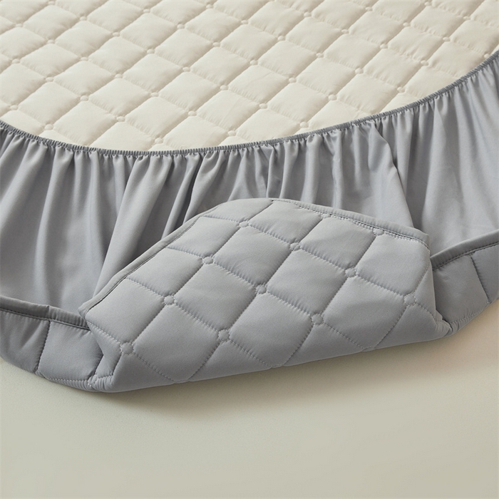 91家纺网 家纺一手货源 找家纺 魅图家纺 2025新款A类原棉防水夹棉床笠 云灰