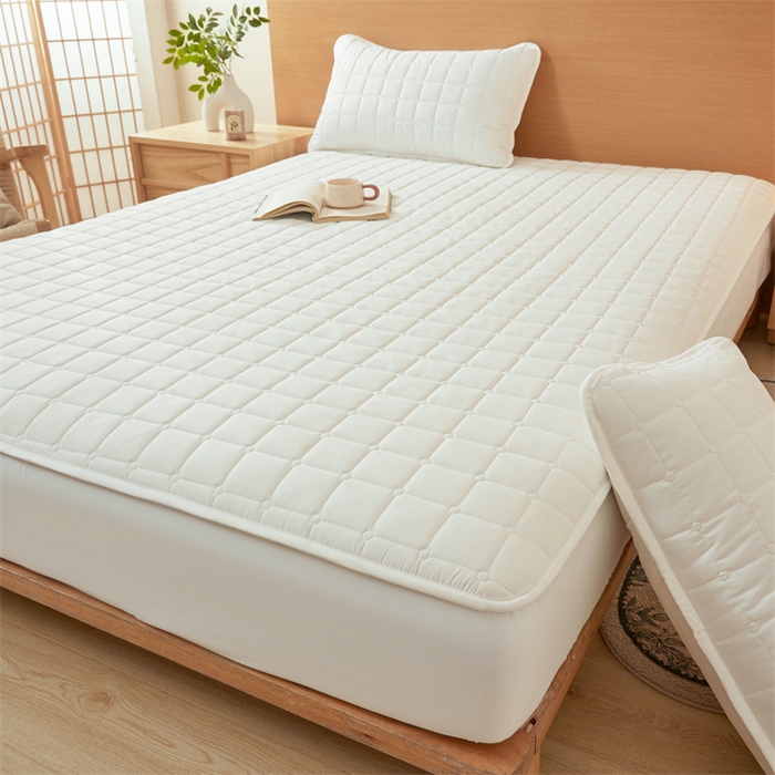 91家纺网 家纺一手货源 找家纺 魅图家纺 2025新款A类原棉防水夹棉床笠 云白