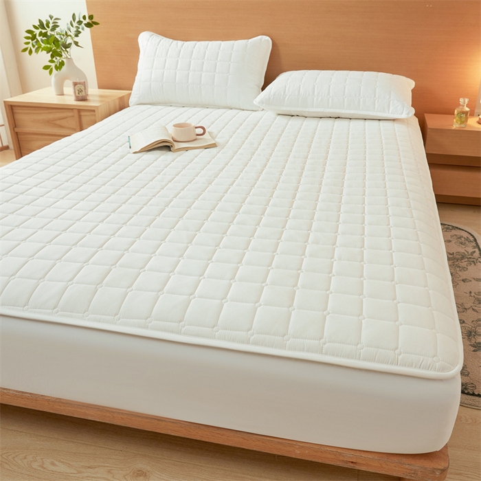 91家纺网 家纺一手货源 找家纺 魅图家纺 2025新款A类原棉防水夹棉床笠 云白