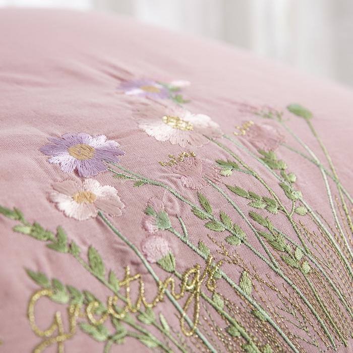 91家纺网 家纺一手货源 找家纺 鲁爱家纺供货 2025新款全棉双层纱绣花四件套 初语-贵妃粉