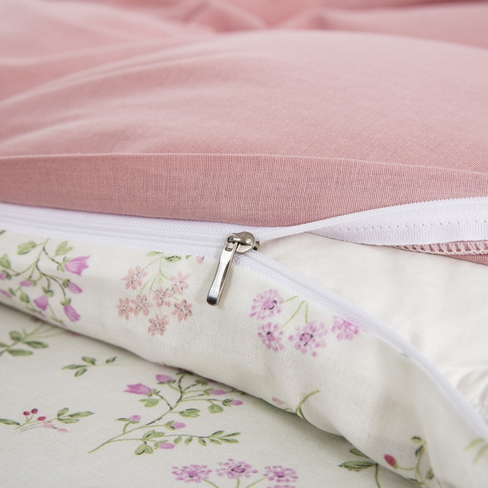 91家纺网 家纺一手货源 找家纺 鲁爱家纺供货 2025新款全棉双层纱绣花四件套 初语-贵妃粉