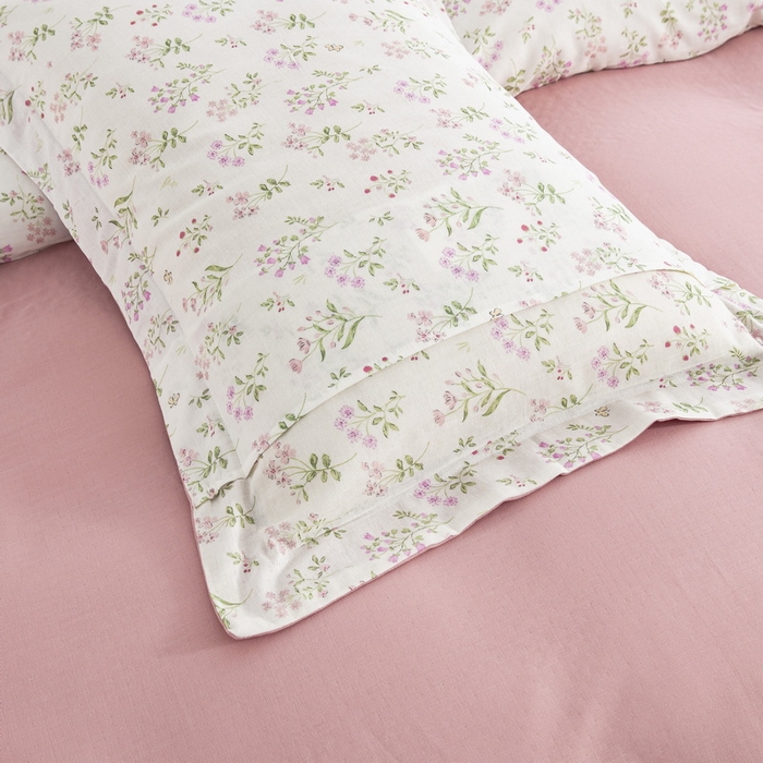 91家纺网 家纺一手货源 找家纺 鲁爱家纺供货 2025新款全棉双层纱绣花四件套 初语-贵妃粉