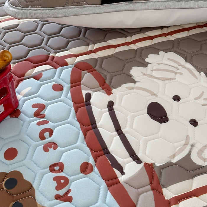 91家纺网 家纺一手货源 找家纺 RYB红黄兰 2025ins原创新款设计师款大版凉感水洗乳胶凉席三件套 咖啡西高地