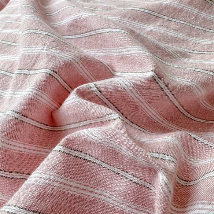 91家纺网 家纺一手货源 找家纺 晚依家纺 2025新款A类全棉色织水洗棉被套单件格子条纹四件套学生宿舍被罩三件套定制定做 乐事-粉灰