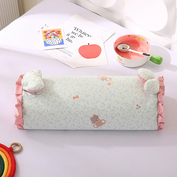 91家纺网 家纺一手货源 找家纺 蔻眠 直播爆款田园兔-全棉双层纱荞麦枕芯卡通儿童学生成人护颈枕 田园兔-快乐小象 20x50cm