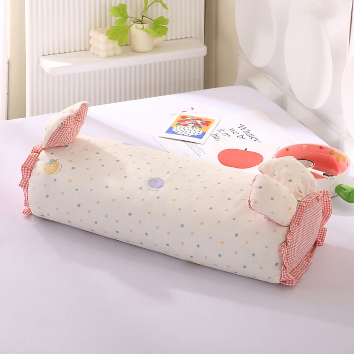 91家纺网 家纺一手货源 找家纺 蔻眠 直播爆款田园兔-全棉双层纱荞麦枕芯卡通儿童学生成人护颈枕 田园兔-奶油草莓 20x50cm