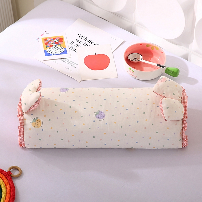 91家纺网 家纺一手货源 找家纺 蔻眠 直播爆款田园兔-全棉双层纱荞麦枕芯卡通儿童学生成人护颈枕 田园兔-奶油草莓 20x50cm