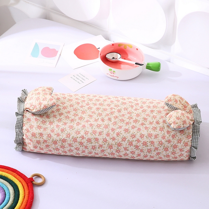 91家纺网 家纺一手货源 找家纺 蔻眠 直播爆款田园兔-全棉双层纱荞麦枕芯卡通儿童学生成人护颈枕 田园兔-玉色 20x50cm