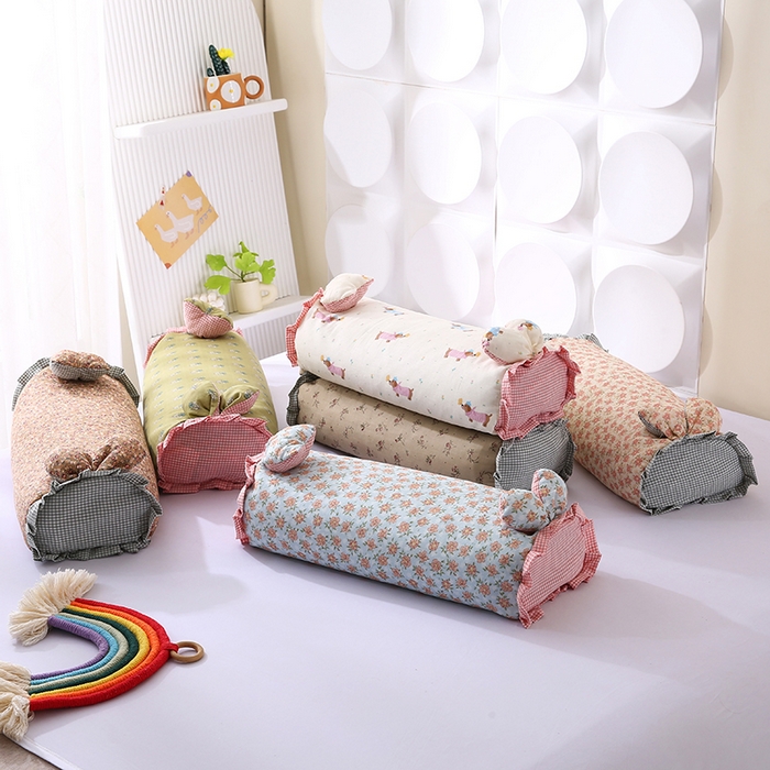 91家纺网 家纺一手货源 找家纺 蔻眠 直播爆款田园兔-全棉双层纱荞麦枕芯卡通儿童学生成人护颈枕 主图 20x50cm