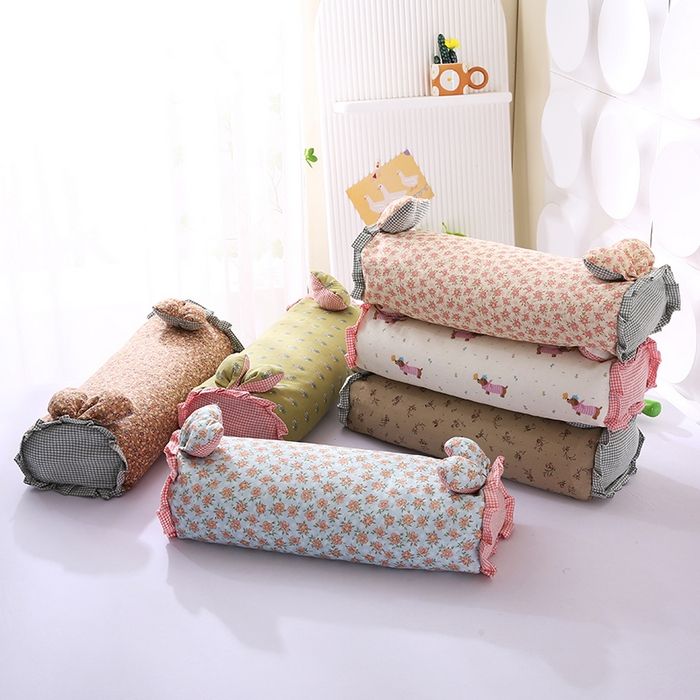 91家纺网 家纺一手货源 找家纺 蔻眠 直播爆款田园兔-全棉双层纱荞麦枕芯卡通儿童学生成人护颈枕 主图 20x50cm