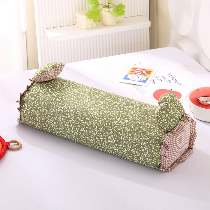 91家纺网 家纺一手货源 找家纺 蔻眠 直播爆款田园兔-全棉双层纱荞麦枕芯卡通儿童学生成人护颈枕 田园兔-绿色 20x50cm