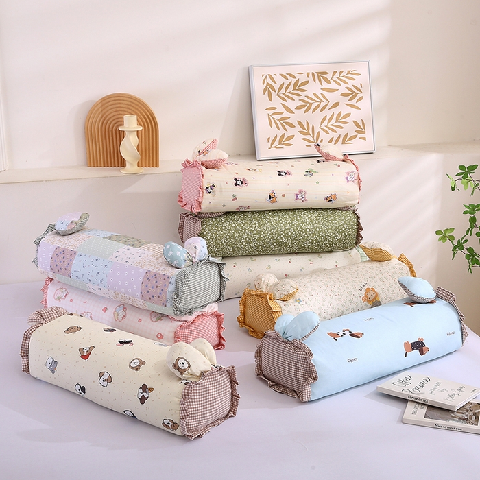 91家纺网 家纺一手货源 找家纺 蔻眠 直播爆款田园兔-全棉双层纱荞麦枕芯卡通儿童学生成人护颈枕 主图 20x50cm