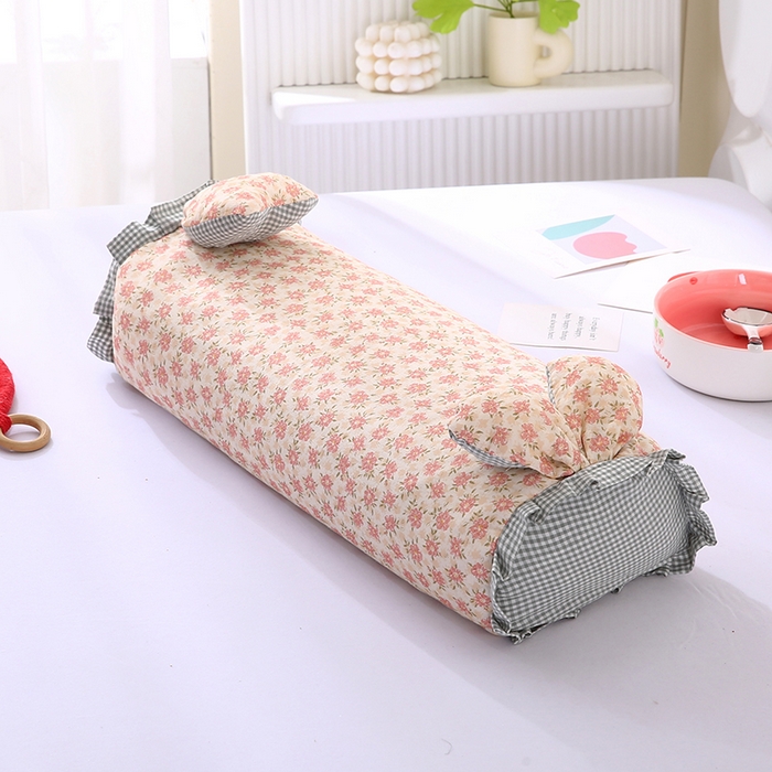 91家纺网 家纺一手货源 找家纺 蔻眠 直播爆款田园兔-全棉双层纱荞麦枕芯卡通儿童学生成人护颈枕 田园兔-玉色 20x50cm