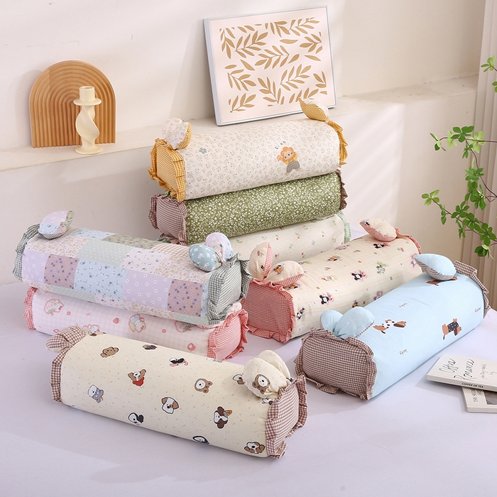 91家纺网 家纺一手货源 找家纺 蔻眠 直播爆款田园兔-全棉双层纱荞麦枕芯卡通儿童学生成人护颈枕 主图 20x50cm