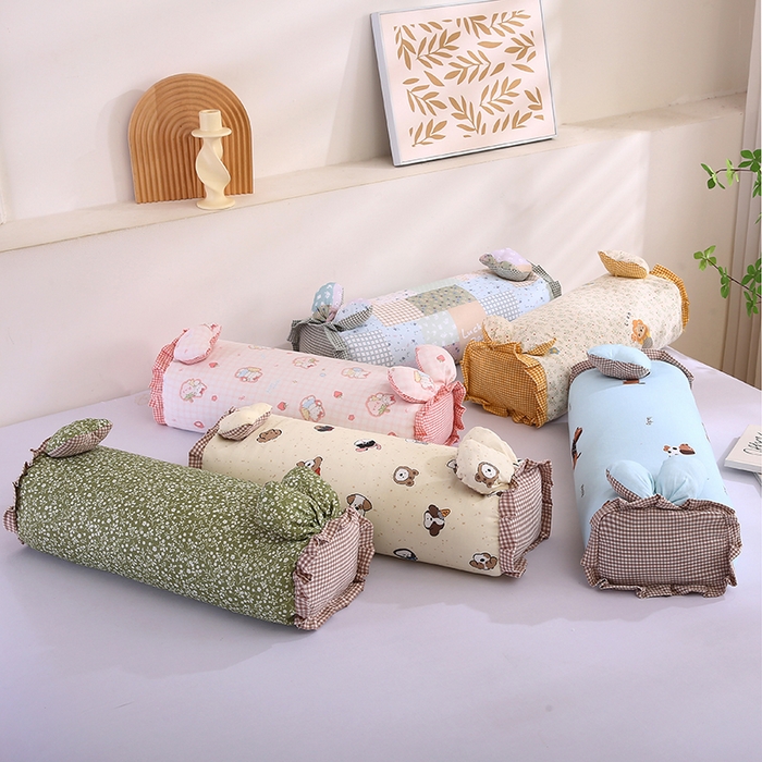 91家纺网 家纺一手货源 找家纺 蔻眠 直播爆款田园兔-全棉双层纱荞麦枕芯卡通儿童学生成人护颈枕 主图 20x50cm