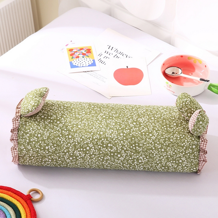 91家纺网 家纺一手货源 找家纺 蔻眠 直播爆款田园兔-全棉双层纱荞麦枕芯卡通儿童学生成人护颈枕 田园兔-绿色 20x50cm