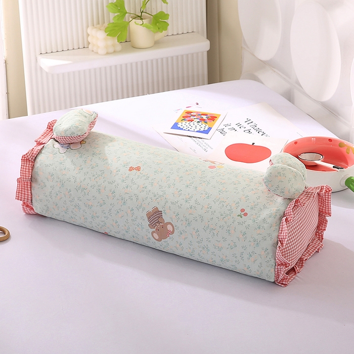 91家纺网 家纺一手货源 找家纺 蔻眠 直播爆款田园兔-全棉双层纱荞麦枕芯卡通儿童学生成人护颈枕 田园兔-快乐小象 20x50cm