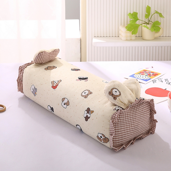 91家纺网 家纺一手货源 找家纺 蔻眠 直播爆款田园兔-全棉双层纱荞麦枕芯卡通儿童学生成人护颈枕 田园兔-狗狗乐园 20x50cm