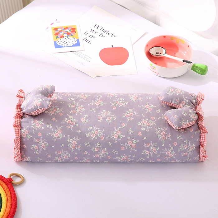 91家纺网 家纺一手货源 找家纺 蔻眠 直播爆款田园兔-全棉双层纱荞麦枕芯卡通儿童学生成人护颈枕 田园兔-紫色 20x50cm