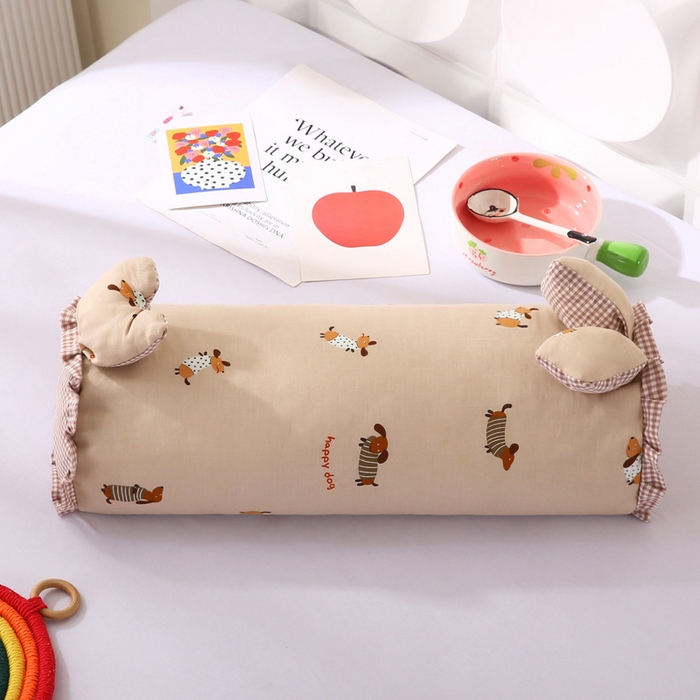 91家纺网 家纺一手货源 找家纺 蔻眠 直播爆款田园兔-全棉双层纱荞麦枕芯卡通儿童学生成人护颈枕 田园兔-开心狗咖 20x50cm