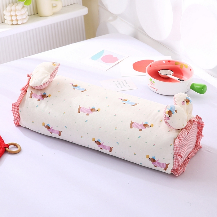 91家纺网 家纺一手货源 找家纺 蔻眠 直播爆款田园兔-全棉双层纱荞麦枕芯卡通儿童学生成人护颈枕 田园兔-腊肠狗 20x50cm