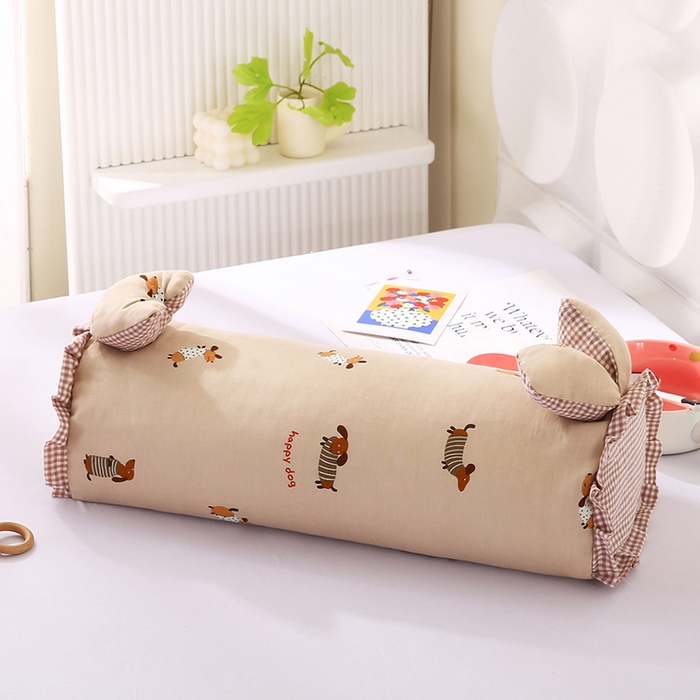 91家纺网 家纺一手货源 找家纺 蔻眠 直播爆款田园兔-全棉双层纱荞麦枕芯卡通儿童学生成人护颈枕 田园兔-开心狗咖 20x50cm