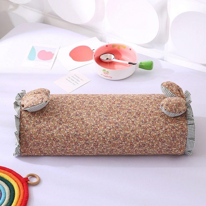 91家纺网 家纺一手货源 找家纺 蔻眠 直播爆款田园兔-全棉双层纱荞麦枕芯卡通儿童学生成人护颈枕 田园兔-橘色 20x50cm