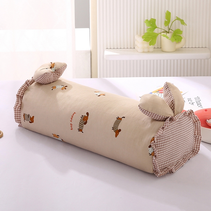 91家纺网 家纺一手货源 找家纺 蔻眠 直播爆款田园兔-全棉双层纱荞麦枕芯卡通儿童学生成人护颈枕 田园兔-开心狗咖 20x50cm