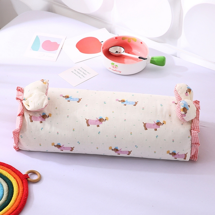 91家纺网 家纺一手货源 找家纺 蔻眠 直播爆款田园兔-全棉双层纱荞麦枕芯卡通儿童学生成人护颈枕 田园兔-腊肠狗 20x50cm