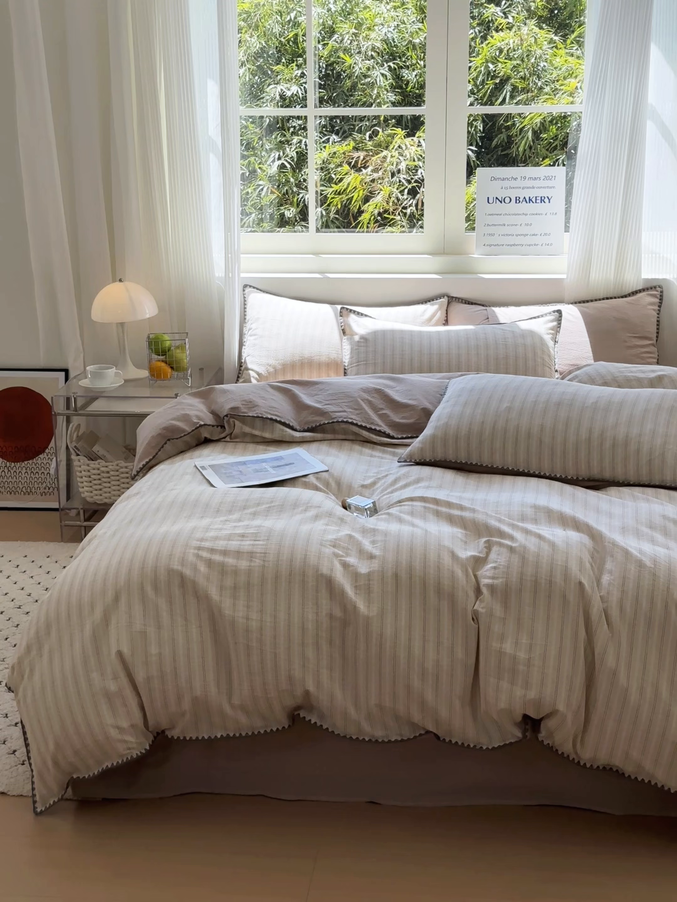 91家纺网 家纺一手货源 找家纺 晚依家纺 2025新款A类全棉色织水洗棉被套单件格子条纹四件套学生宿舍被罩三件套定制定做 乐事-米杏