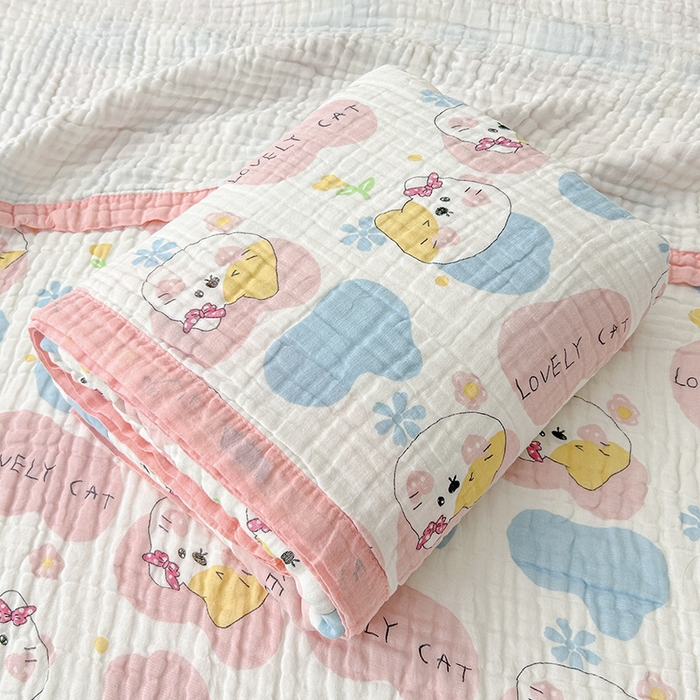 91家纺网 家纺一手货源 找家纺 （总）萌飞 2025新款全棉纯棉六层纱布泡泡纱布毛巾被夏凉被空调被