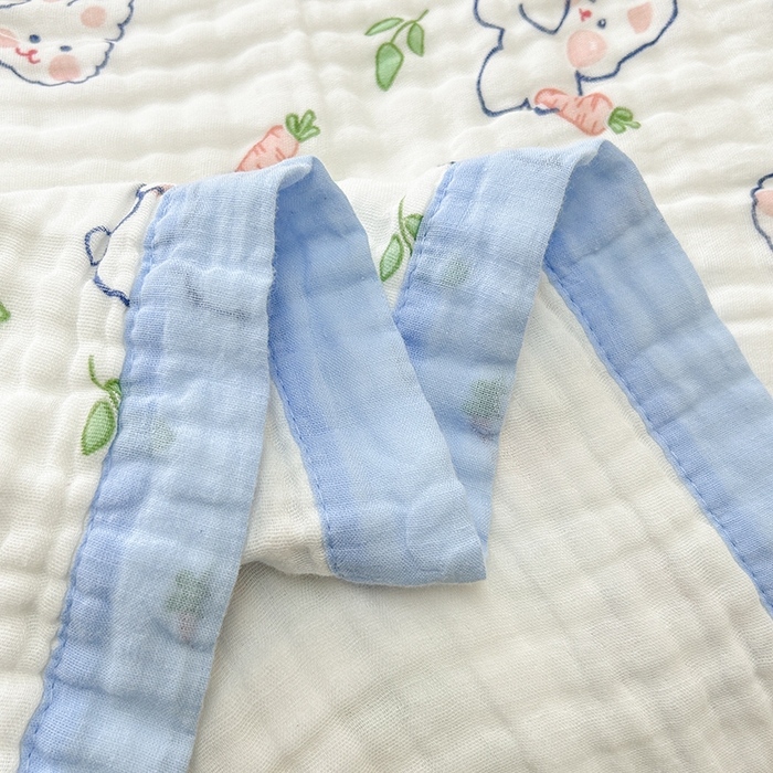 91家纺网 家纺一手货源 找家纺 萌飞 2025新款全棉纯棉六层纱布泡泡纱布毛巾被夏凉被空调被 萝卜兔