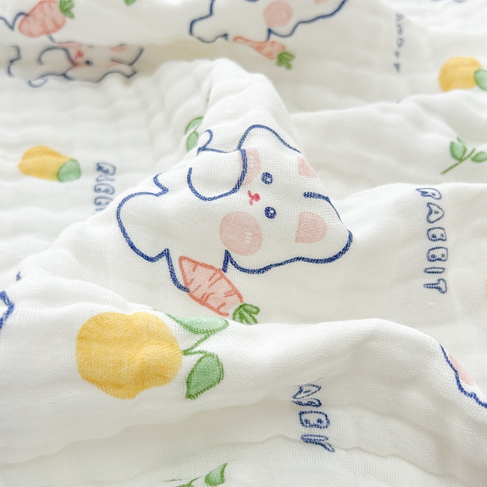 91家纺网 家纺一手货源 找家纺 萌飞 2025新款全棉纯棉六层纱布泡泡纱布毛巾被夏凉被空调被 萝卜兔