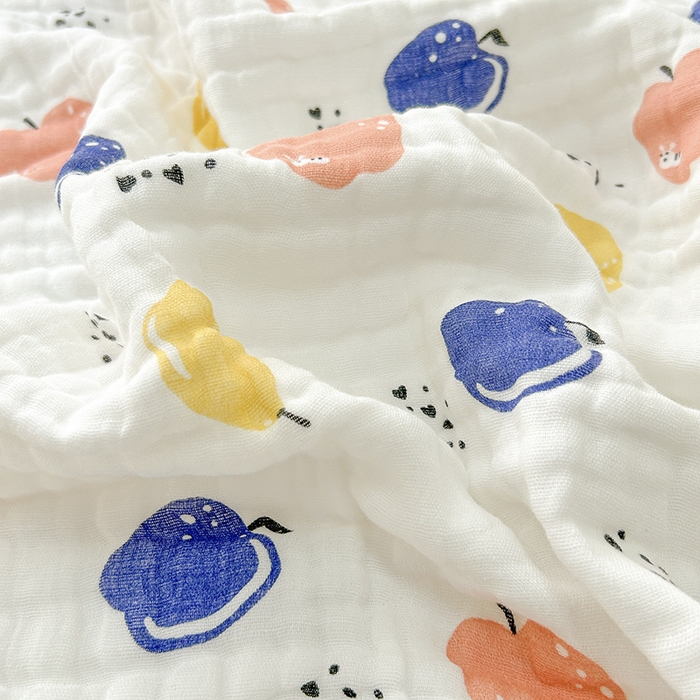 91家纺网 家纺一手货源 找家纺 萌飞 2025新款全棉纯棉六层纱布泡泡纱布毛巾被夏凉被空调被 果园飘香