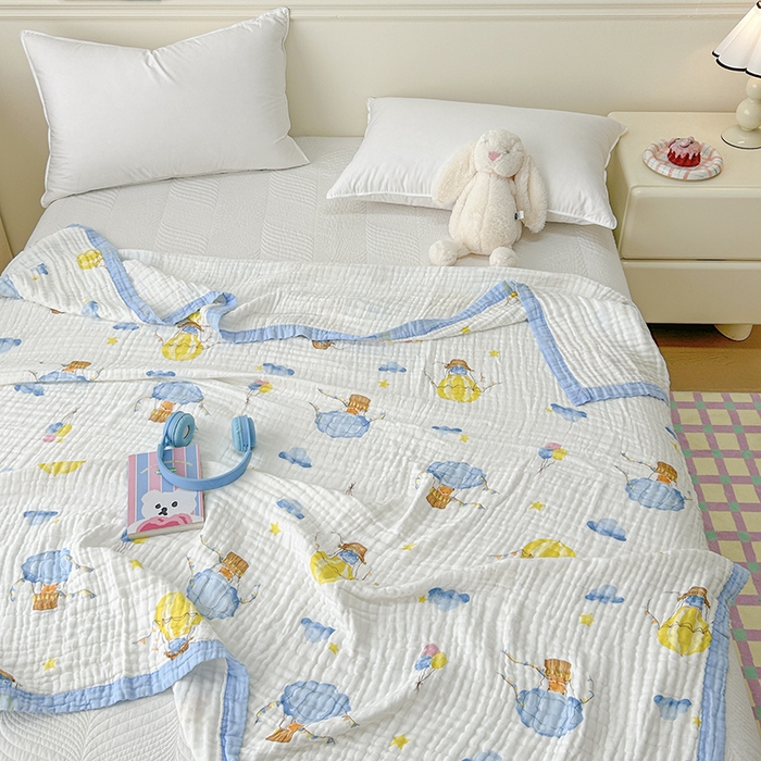 91家纺网 家纺一手货源 找家纺 萌飞 2025新款全棉纯棉六层纱布泡泡纱布毛巾被夏凉被空调被 热气球