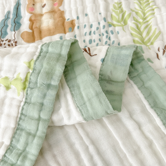 91家纺网 家纺一手货源 找家纺 萌飞 2025新款全棉纯棉六层纱布泡泡纱布毛巾被夏凉被空调被 萌熊乐园