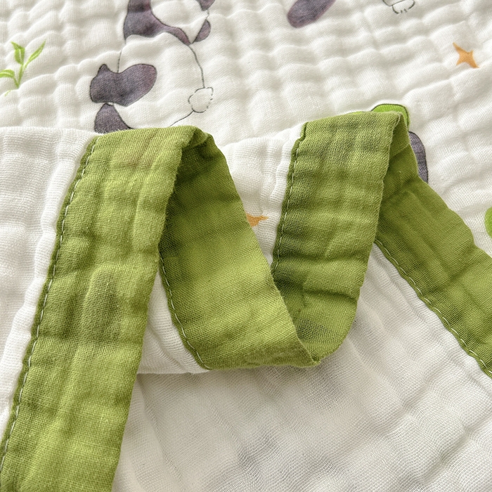 91家纺网 家纺一手货源 找家纺 萌飞 2025新款全棉纯棉六层纱布泡泡纱布毛巾被夏凉被空调被 熊猫