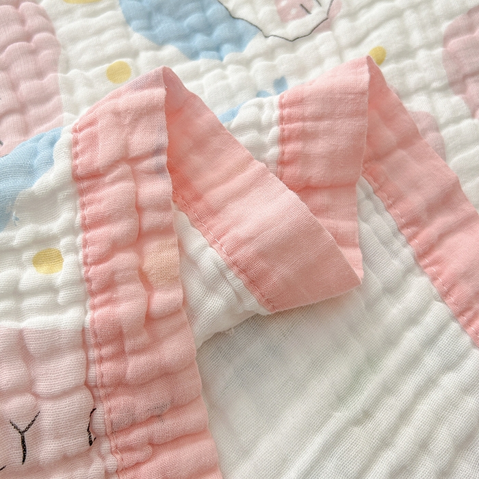 91家纺网 家纺一手货源 找家纺 萌飞 2025新款全棉纯棉六层纱布泡泡纱布毛巾被夏凉被空调被 甜心猫趣