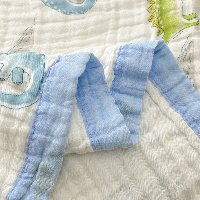 91家纺网 家纺一手货源 找家纺 萌飞 2025新款全棉纯棉六层纱布泡泡纱布毛巾被夏凉被空调被 恐龙乐园