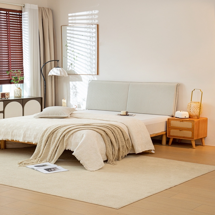 91家纺网 家纺一手货源 找家纺 沐沐家纺 2026新款灯芯绒床头平板大靠背 灰色