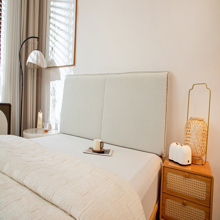 沐沐家纺 2026新款灯芯绒床头平板大靠背 灰色