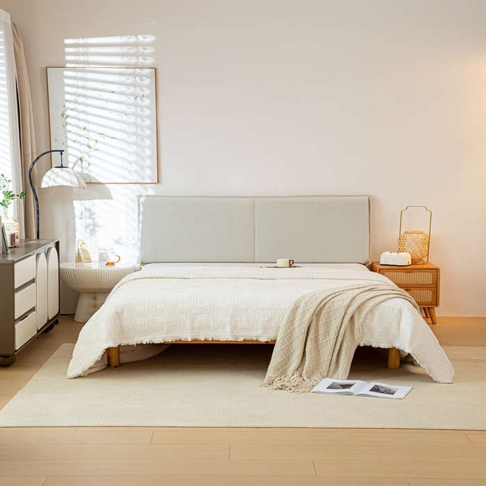 91家纺网 家纺一手货源 找家纺 沐沐家纺 2026新款灯芯绒床头平板大靠背 灰色