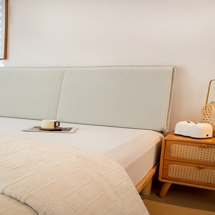 91家纺网 家纺一手货源 找家纺 沐沐家纺 2026新款灯芯绒床头平板大靠背 灰色