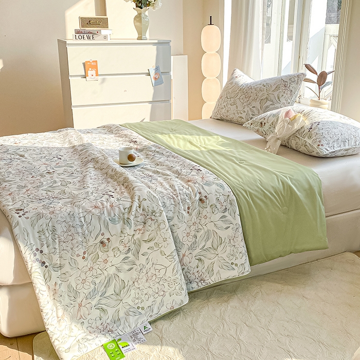 91家纺网 家纺一手货源 找家纺 萌飞 2025新款冷暖双感夏被夏凉被空调被 树影微阳