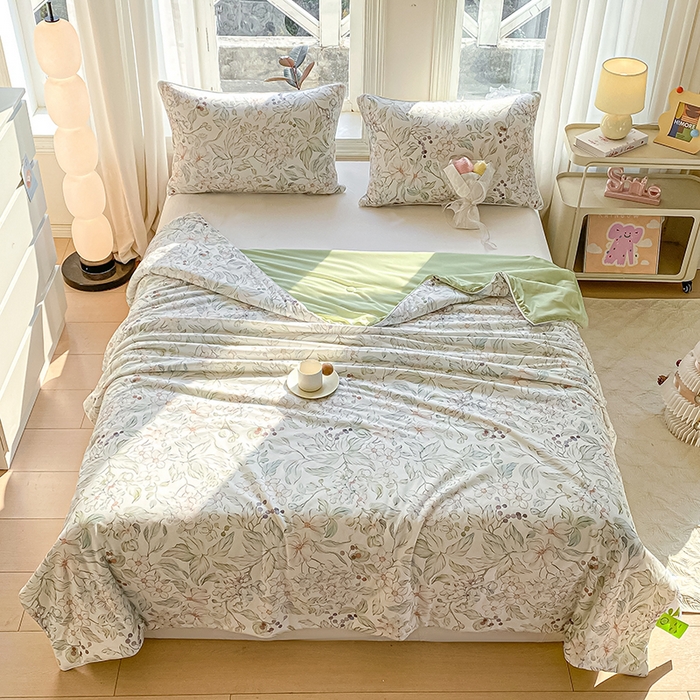 91家纺网 家纺一手货源 找家纺 萌飞 2025新款冷暖双感夏被夏凉被空调被 树影微阳