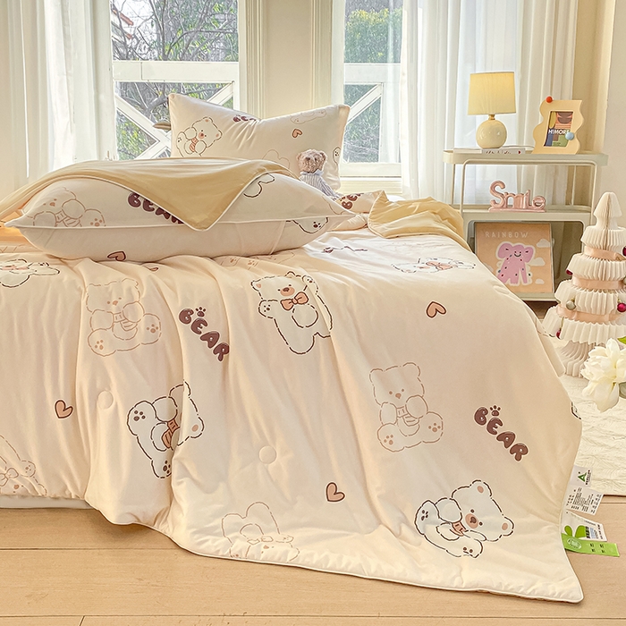 91家纺网 家纺一手货源 找家纺 萌飞 2025新款冷暖双感夏被夏凉被空调被 比利小熊